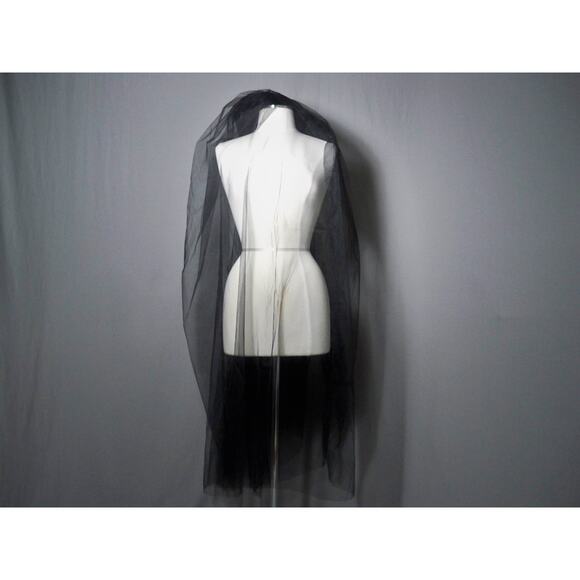 Black no comb veil, Cathedral Cut Edge Bridal Costume Goth Gothic No Comb veil - Picture 4 of 7